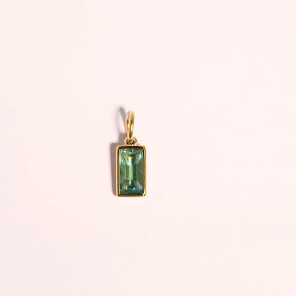 Wholesale Unisex Titanium Steel Birthstone Cube Pendant Necklace With Electroplating Treatment