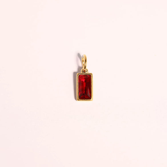 Wholesale Unisex Titanium Steel Birthstone Cube Pendant Necklace With Electroplating Treatment