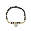 Wholesale Unisex Titanium Steel Black Beaded Bracelet With 14K Goldplated Electroplated Design