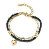 Wholesale Unisex Titanium Steel Black Beaded Bracelet With 14K Goldplated Electroplated Design