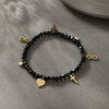 Wholesale Unisex Titanium Steel Black Beaded Bracelet With 14K Goldplated Electroplated Design