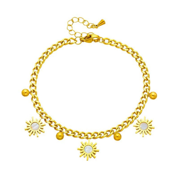 Wholesale Unisex Titanium Steel Chain Bracelet With Shell Sunflower Pendant Geometric Pattern Electroplated Design