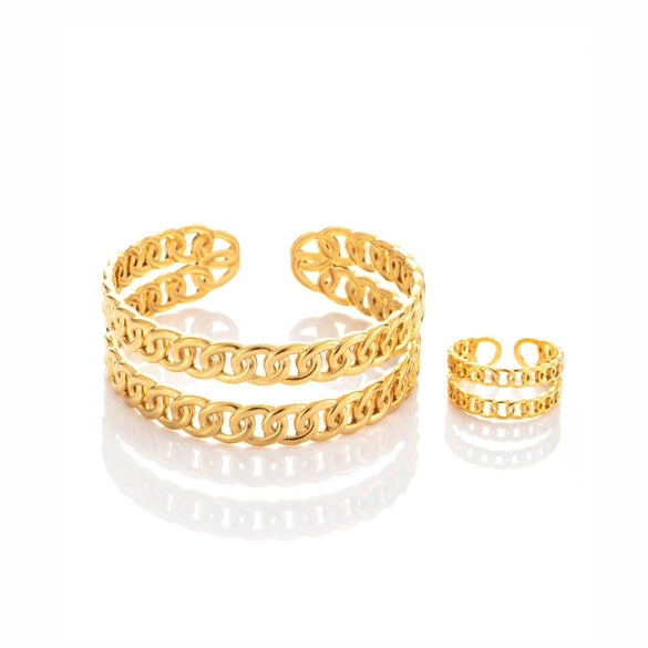 Wholesale Unisex Titanium Steel Double Layer Chain Opening Adjustable Simple Style Jewelry With Electroplating