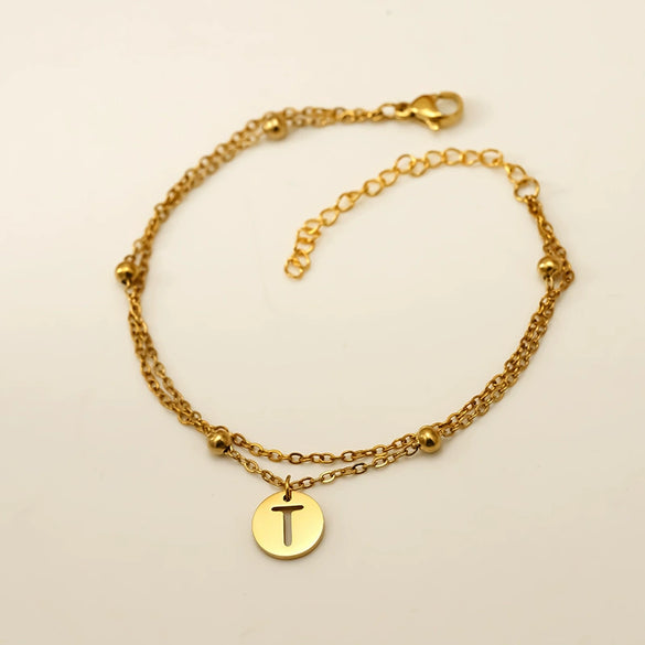 Wholesale Unisex Titanium Steel Electroplated Letter Bracelet Jewelry
