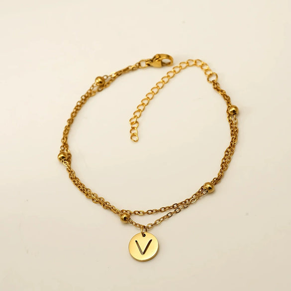 Wholesale Unisex Titanium Steel Electroplated Letter Bracelet Jewelry