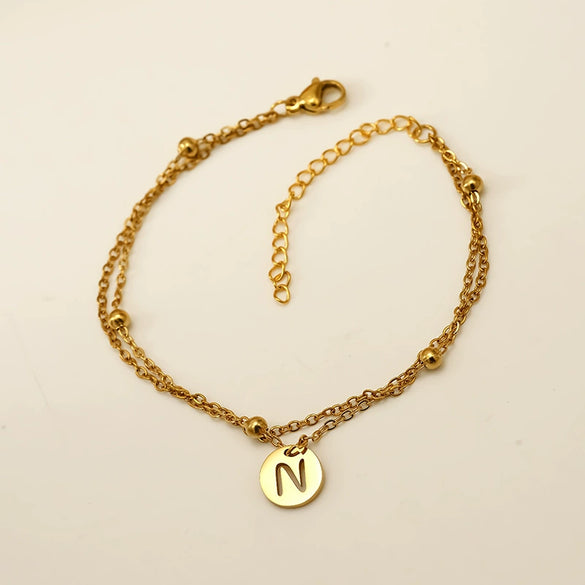 Wholesale Unisex Titanium Steel Electroplated Letter Bracelet Jewelry