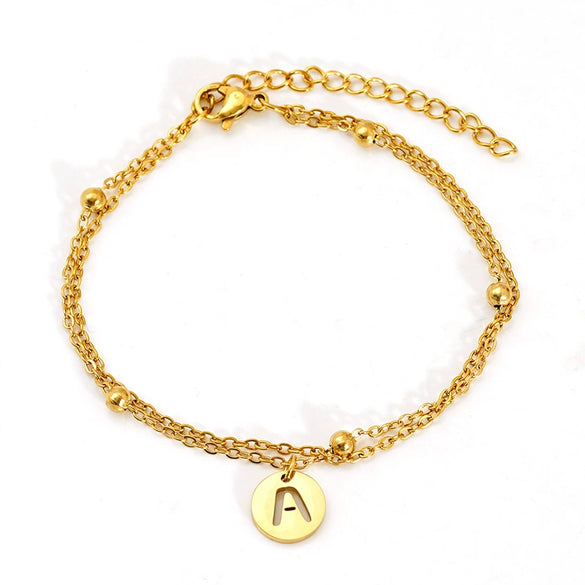 Wholesale Unisex Titanium Steel Electroplated Letter Bracelet Jewelry
