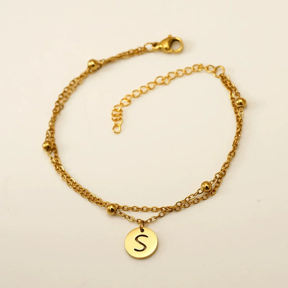 Wholesale Unisex Titanium Steel Electroplated Letter Bracelet Jewelry