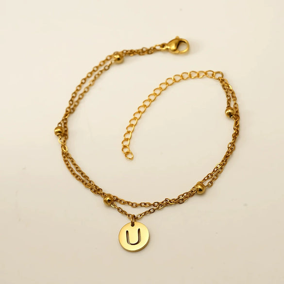 Wholesale Unisex Titanium Steel Electroplated Letter Bracelet Jewelry