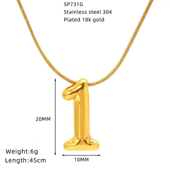 Wholesale Unisex Titanium Steel Electroplated Necklace Pendant With Letter Number Text Pattern Snake Bone Chain