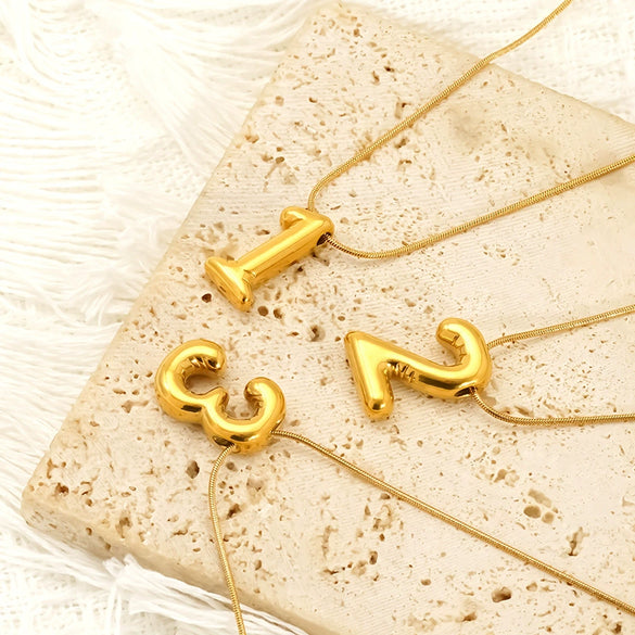 Wholesale Unisex Titanium Steel Electroplated Necklace Pendant With Letter Number Text Pattern Snake Bone Chain