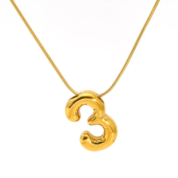 Wholesale Unisex Titanium Steel Electroplated Necklace Pendant With Letter Number Text Pattern Snake Bone Chain