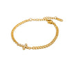 Wholesale Unisex Titanium Steel Electroplated Rhombus Pattern Cross Bracelet With Diamonds 18K Gold Texture Niche Insstyle Jewelry
