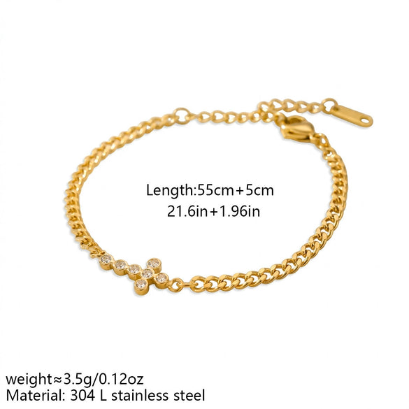 Wholesale Unisex Titanium Steel Electroplated Rhombus Pattern Cross Bracelet With Diamonds 18K Gold Texture Niche Insstyle Jewelry