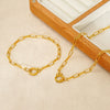 Wholesale Unisex Titanium Steel Geometric Clip Chain Necklace Bracelet With Gold Electroplating