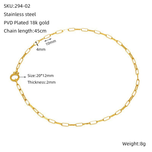 Wholesale Unisex Titanium Steel Geometric Clip Chain Necklace Bracelet With Gold Electroplating