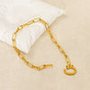Wholesale Unisex Titanium Steel Geometric Clip Chain Necklace Bracelet With Gold Electroplating