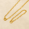 Wholesale Unisex Titanium Steel Geometric Clip Chain Necklace Bracelet With Gold Electroplating