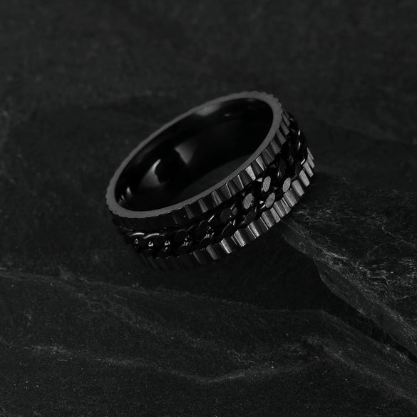 Wholesale Unisex Titanium Steel Geometric Style Ring With Electroplating Treatment