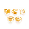 Wholesale Unisex Titanium Steel Love Lip Opening Adjustable Ring With Heart Shape Pattern And Electroplating Design