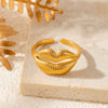 Wholesale Unisex Titanium Steel Love Lip Opening Adjustable Ring With Heart Shape Pattern And Electroplating Design