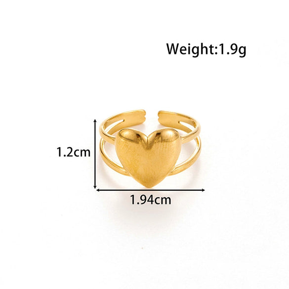 Wholesale Unisex Titanium Steel Love Lip Opening Adjustable Ring With Heart Shape Pattern And Electroplating Design