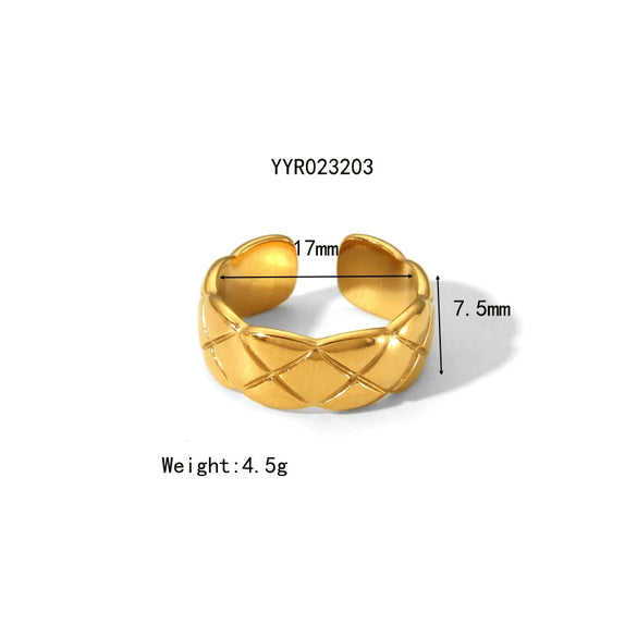 Wholesale Unisex Titanium Steel Ring With Irregular Hammered Design And Geometric Style Vacuum Real Gold Electroplated