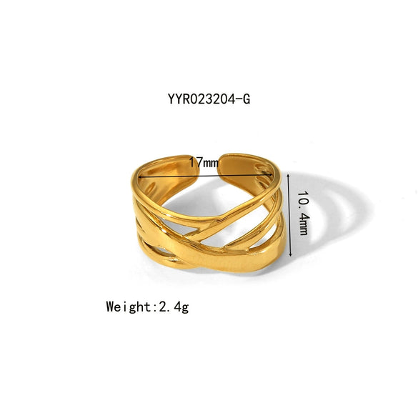 Wholesale Unisex Titanium Steel Ring With Irregular Hammered Design And Geometric Style Vacuum Real Gold Electroplated