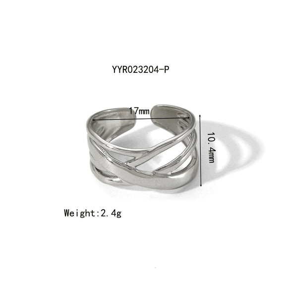 Wholesale Unisex Titanium Steel Ring With Irregular Hammered Design And Geometric Style Vacuum Real Gold Electroplated