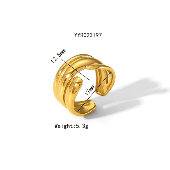 Wholesale Unisex Titanium Steel Ring With Irregular Hammered Design And Geometric Style Vacuum Real Gold Electroplated