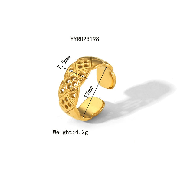 Wholesale Unisex Titanium Steel Ring With Irregular Hammered Design And Geometric Style Vacuum Real Gold Electroplated