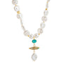 Wholesale Unisex Titanium Steel Zircon Small Fish Pearl Pendant Necklace And Earrings In Baroque And Minimalist Style