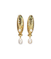 Wholesale Unisex Titanium Steel Zircon Small Fish Pearl Pendant Necklace And Earrings In Baroque And Minimalist Style