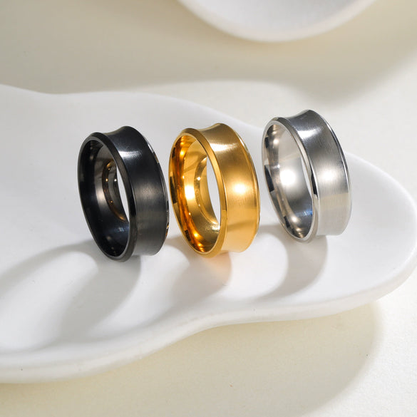 Wholesale Unisex Ushaped Stainless Steel Ring With Electroplating