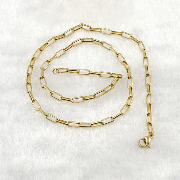 Wholesale Unisex Versatile Stainless Steel 18K Paper Clip Chain With Electroplating Treatment