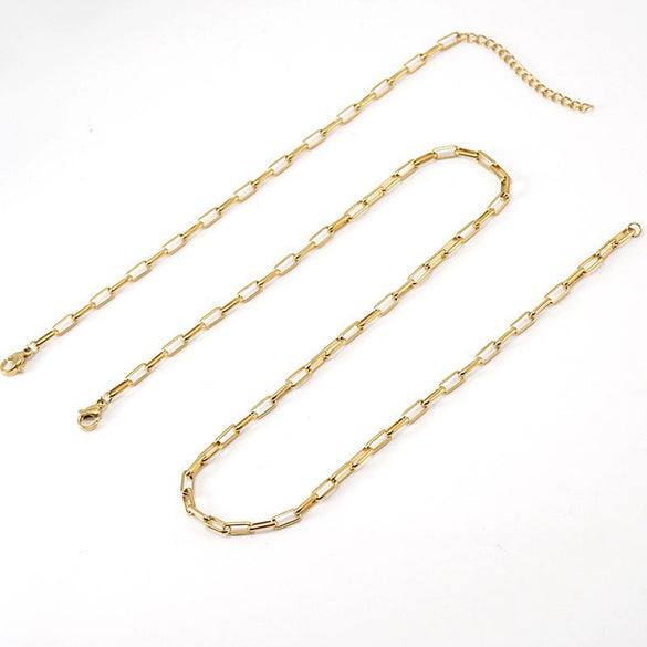 Wholesale Unisex Versatile Stainless Steel 18K Paper Clip Chain With Electroplating Treatment