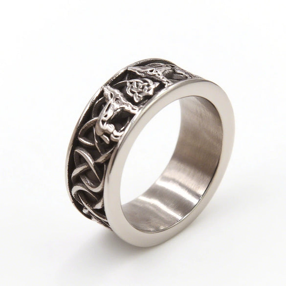 Wholesale Unisex Viking Animal Zodiac Stainless Steel Polish Ring