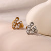 Wholesale Unisex Vintage Geometric Stainless Steel Ring With Inlaid Pearl Opening And Adjustable Electroplated With 18K Furnace Vacuum Plating