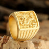 Wholesale Unisex Vintage Geometric Titanium Steel Ring With Goldplated Carving