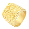 Wholesale Unisex Vintage Geometric Titanium Steel Ring With Goldplated Carving