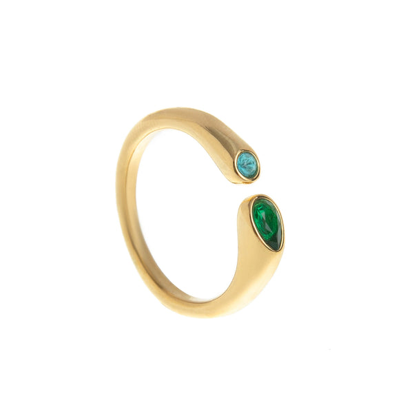 Wholesale Unisex Vintage Geometric Titanium Steel Ring With 18K Real Gold Electroplating