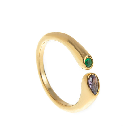 Wholesale Unisex Vintage Geometric Titanium Steel Ring With 18K Real Gold Electroplating