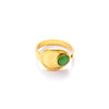 Wholesale Unisex Vintage Geometric U Shape Natural Stone Titanium Steel Ring With Electroplating