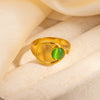 Wholesale Unisex Vintage Geometric U Shape Natural Stone Titanium Steel Ring With Electroplating