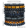 Wholesale Unisex Vintage Handmade Wooden Beads Volcano Stone Black Diamond Stretch Bracelet