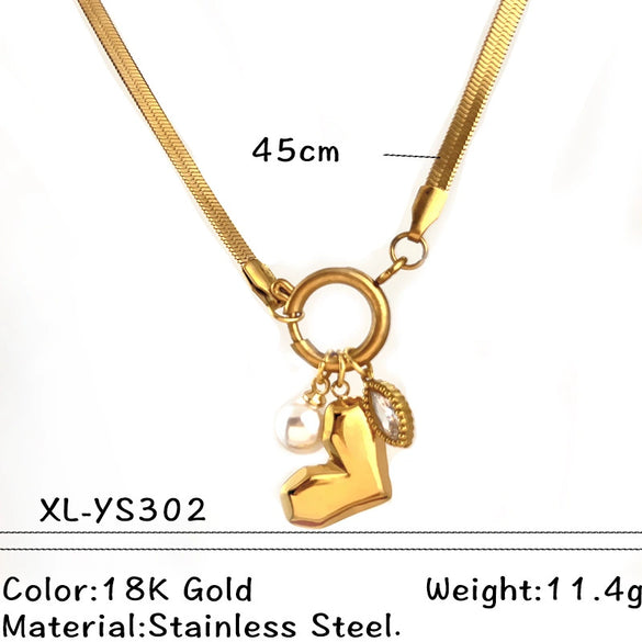 Wholesale Unisex Vintage Minimalist Heart Shape Stainless Steel Titanium Steel Cross Chain Gold Electroplated Pendant Necklace