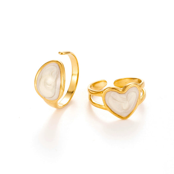 Wholesale Unisex Vintage Style Titanium Steel Opening Adjustable Ring With Heart Shape And Electroplating Treatment