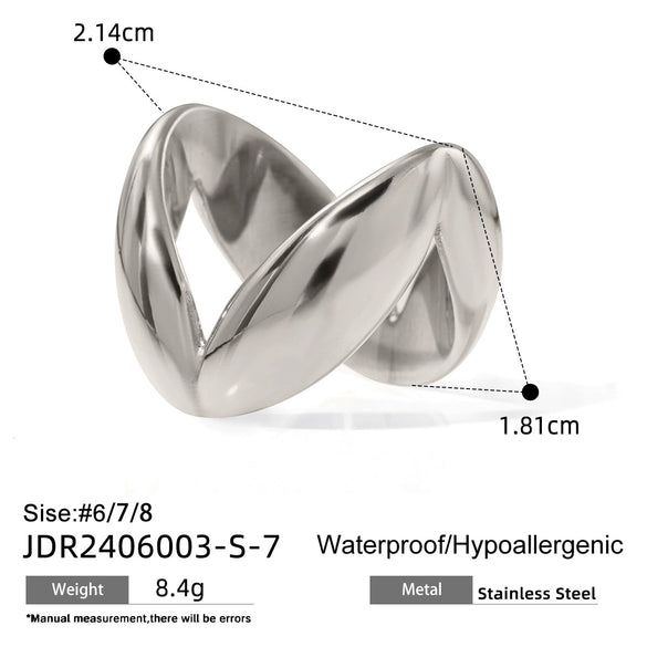 Wholesale Unisex Vshaped Smooth Stainless Steel Ring With Electroplating Treatment