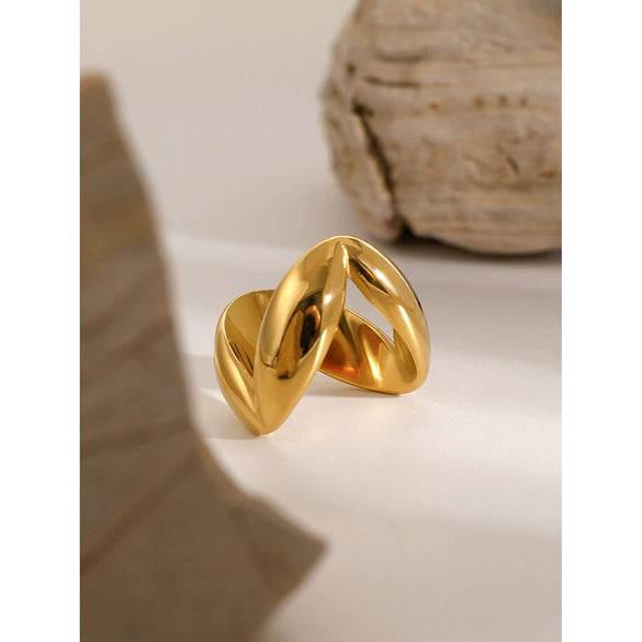 Wholesale Unisex Vshaped Smooth Stainless Steel Ring With Electroplating Treatment