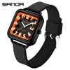 Wholesale Universal Fashionable Small Fresh Square Zinc Alloy Case Silicone Strap Stainless Steel Buckle Waterproof Quartz Watch With Mineral Tempered Glass Mirror